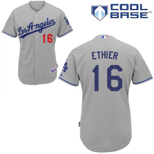 Andre Ethier #16 MLB Jersey-L A Dodgers Men's Authentic Road Gray Cool Base Baseball Jersey